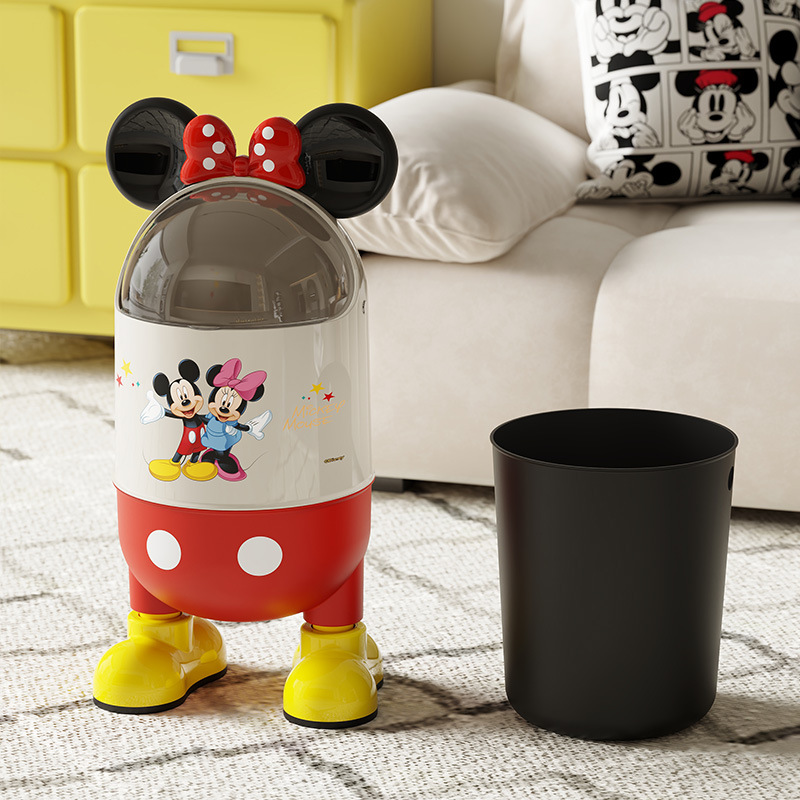 新款正版米奇IP联名大容量带盖家用客厅轻奢高颜值创意收纳桶垃圾