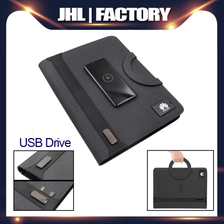 A4充电经理夹多功能电源商务套装无线充电手提袋公文收纳包发光灯