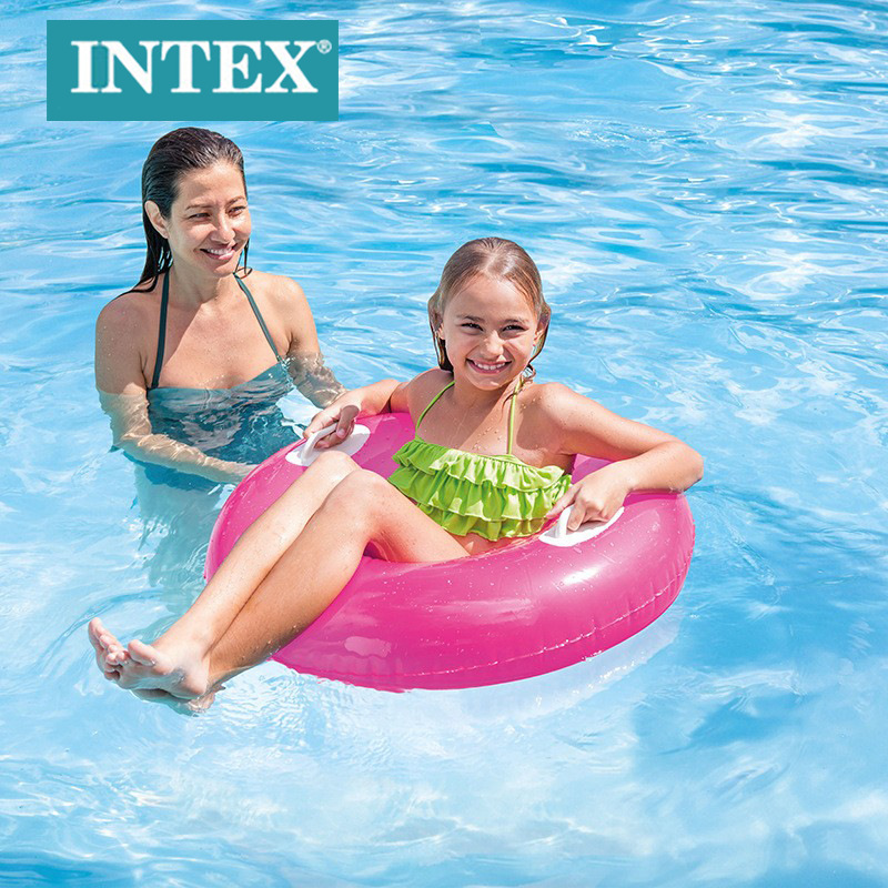Wholesale of INTEX59258 children's three-color float ring with handle inflatable swimming ring water inflatable toys