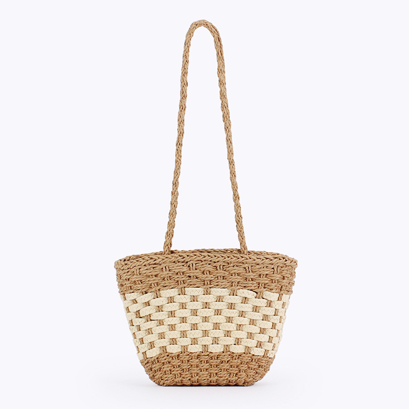 One-piece dropshipping solid color simple single-shoulder bag, European and American style retro paper rope woven bag, fashionable, simple and versatile women's bag