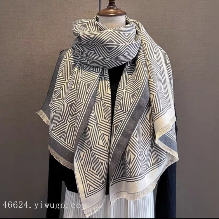 New cross-border scarf style cash on delivery 27 high-speed jacquard series cross pattern scarf e-commerce supply chain Specification image