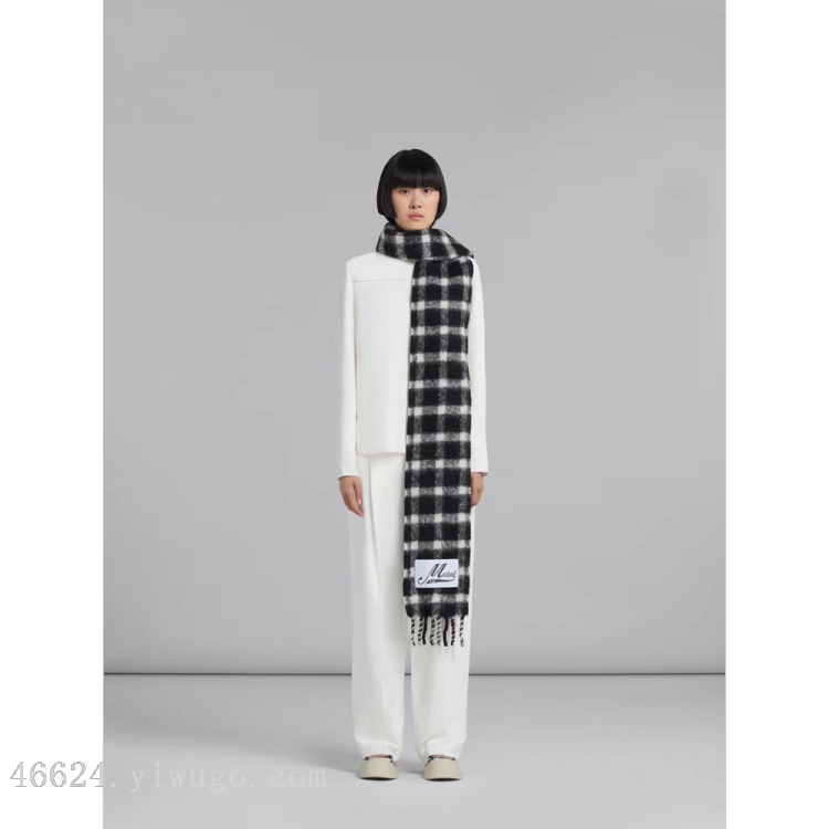 Wholesale of new in-stock cross-border export scarves with wool checks, e-commerce live streaming supply chain Specification image