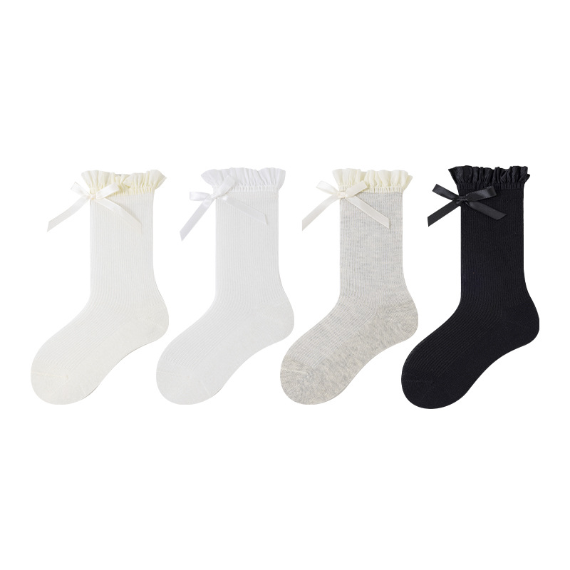 New sweet and cute lace lace-trimmed mid-calf socks with a bow design are in stock Application Scenario