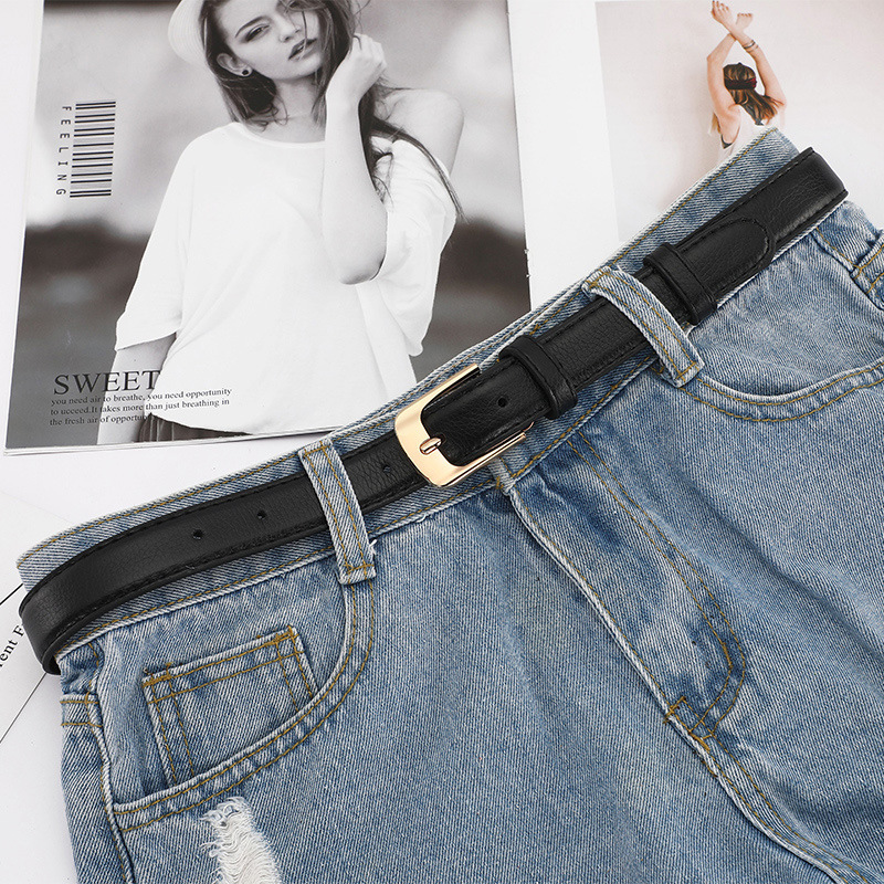 Ladies' belt jeans, versatile and fashionable, ins style belt for women's decoration, simple Korean version black wholesale