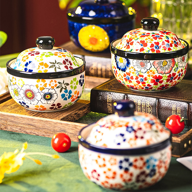 创意陶瓷小炖盅家用带盖汤盅隔水汤罐蒸蛋碗蒸鸡蛋羹专用碗甜品碗