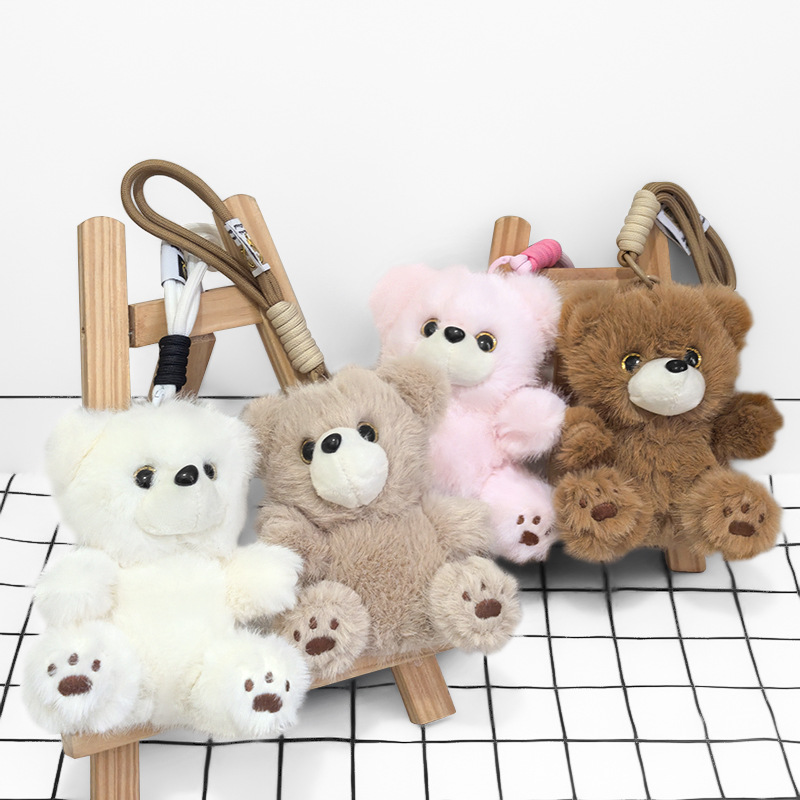 Cute multi-colored, fragrant bear couple plush toys, keychains, schoolbag pendants, and cute bear car pendants Item Picture