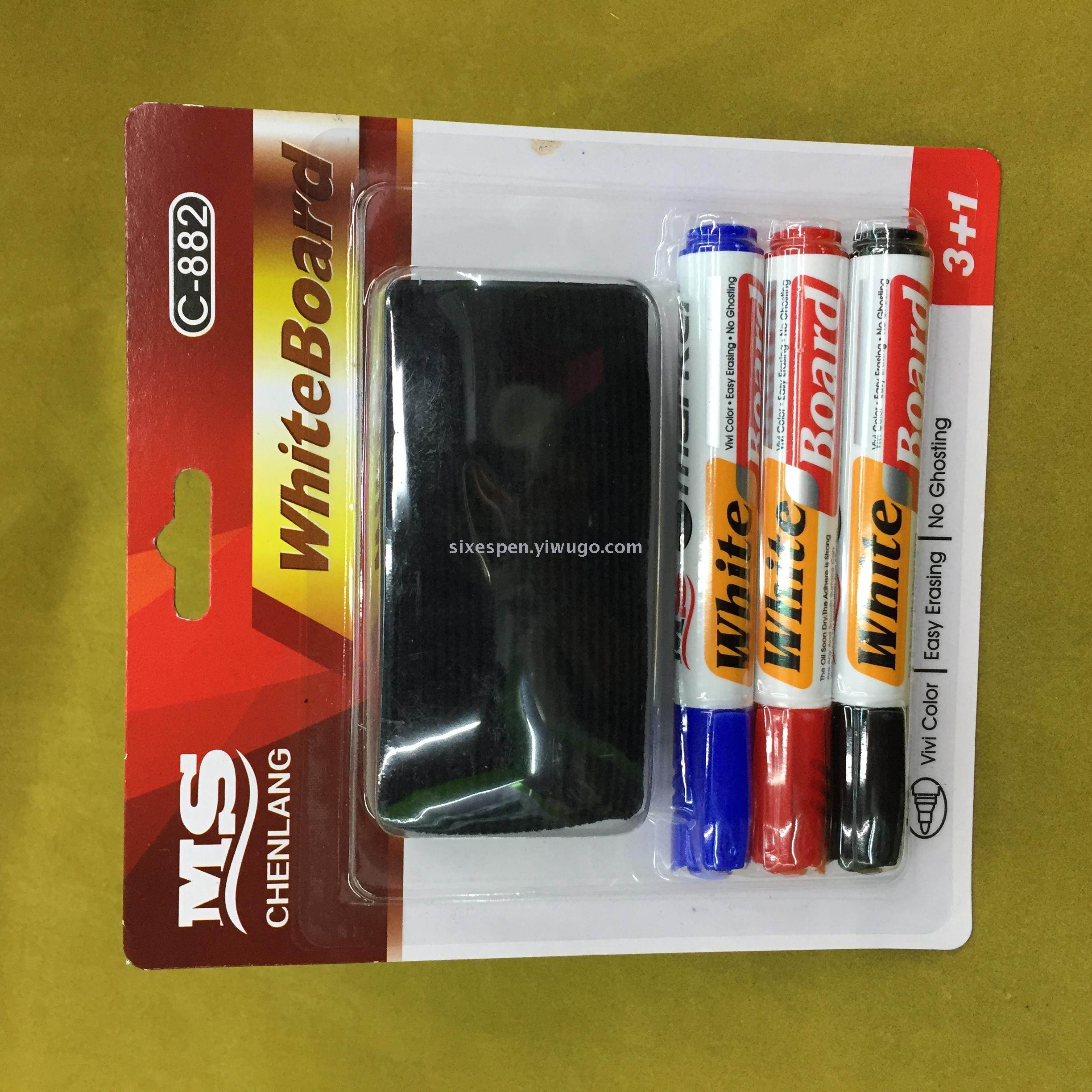 3+1 Whiteboard pen + board brush, erasable whiteboard pen set details Picture