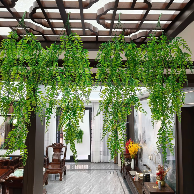 Artificial plants: light green bamboo, cypress, vine, home and outdoor decorative flowers, artificial hanging vines, artificial plastic plants Item Picture