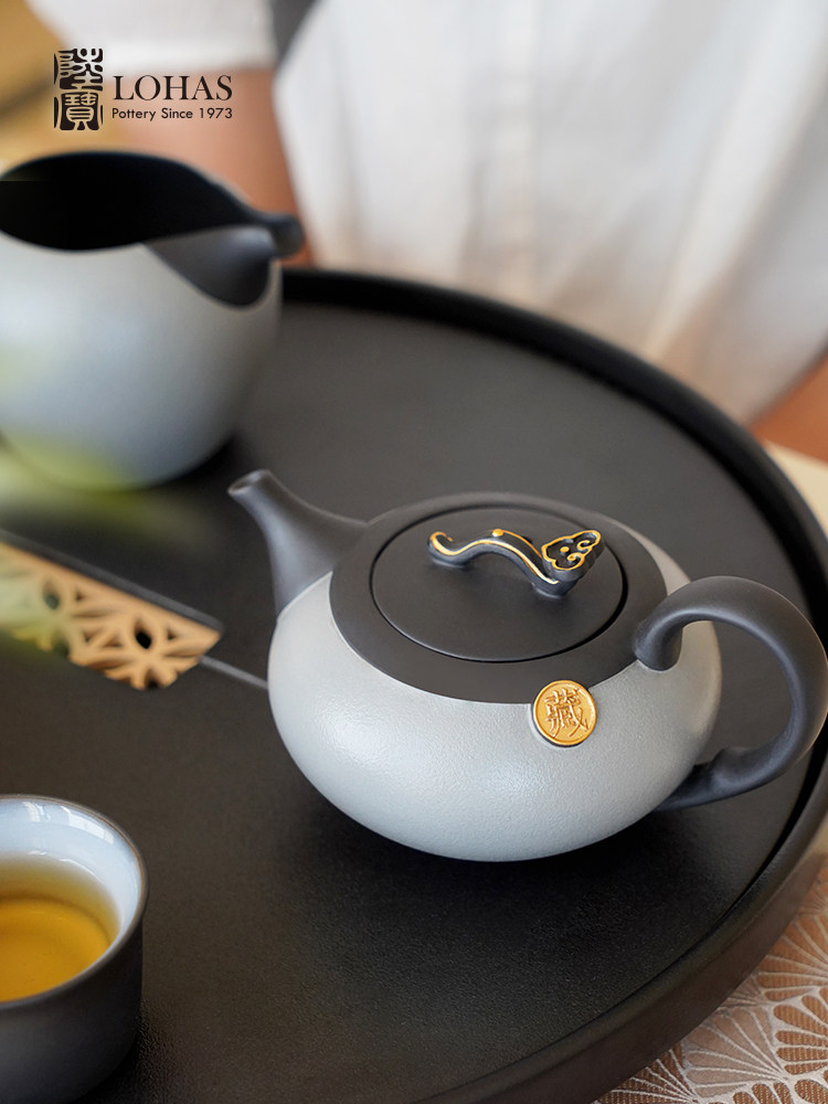Lu Bao Ceramic Complete Set of Kung Fu Tea sets for home use, one pot and six cups, light luxury high-end tea sets, Jun Ruyi Tea Set details Picture