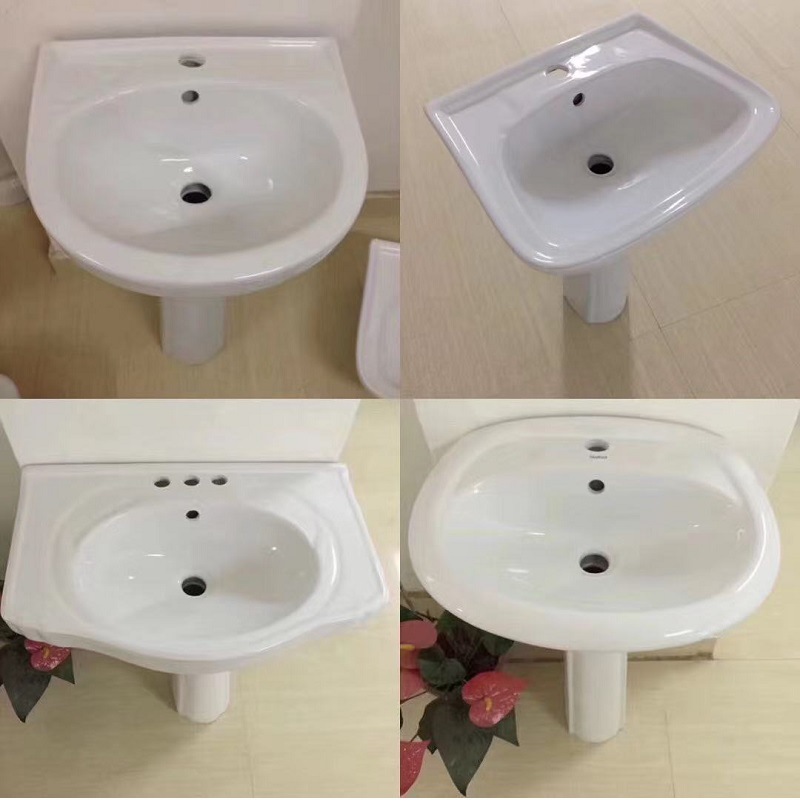 工程立柱盆低价工地立柱盆出租卫生间洁具出口便宜柱盆洗手陶瓷盆