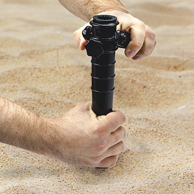 Plastic base plug for beach umbrellas and sun umbrellas, adjustable screw plug for sand and mud, available in multiple colors Specification image