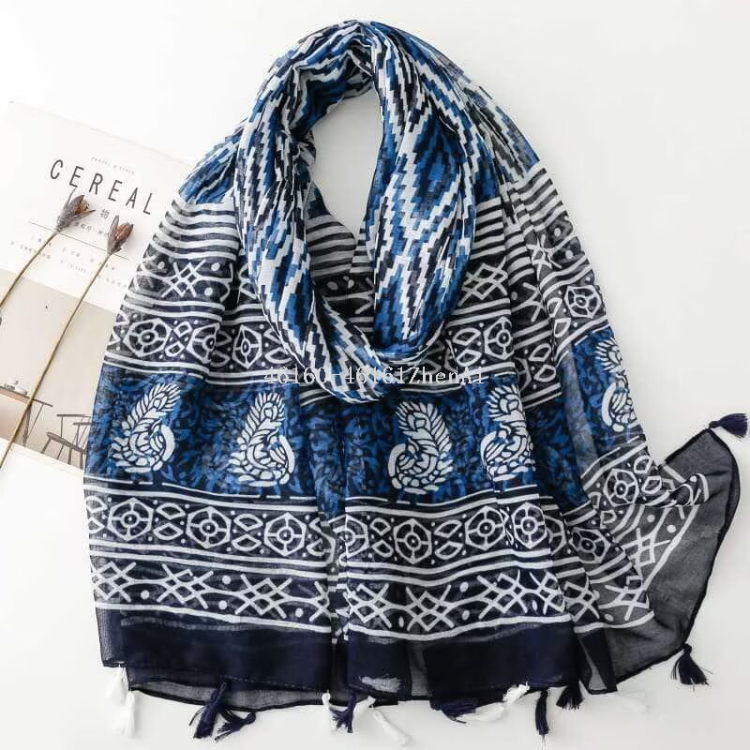 New printed long scarves for cross-border export, live-streaming e-commerce, wholesale supply chain of scarves Item Picture