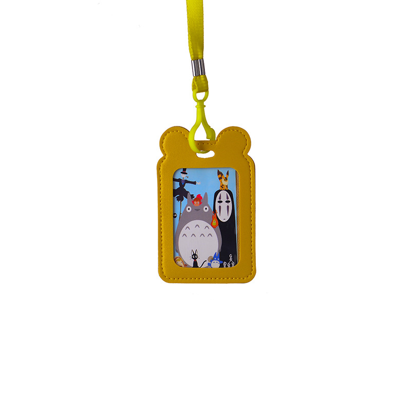 New leather card holder, cute cartoon easy-pull rope buckle, cat ear card, nurse name tag, work certificate, bus card hanging Application Scenario