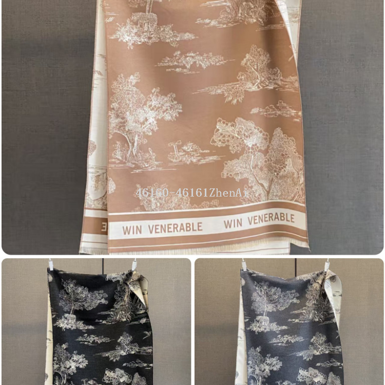 New cross-border wholesale scarves, e-commerce live streaming, high-speed jacquard series ink-wash painting supply chain supply Specification image
