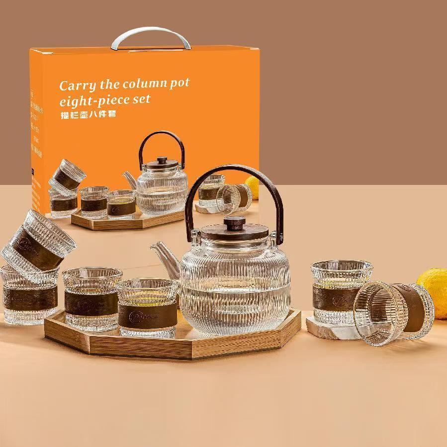 Set de té de vidrio estilo vertical estilo lifting bar jarra set de agua oficina hogar tazas y jarra creativo acompañante regalo de mano al por mayor details Picture