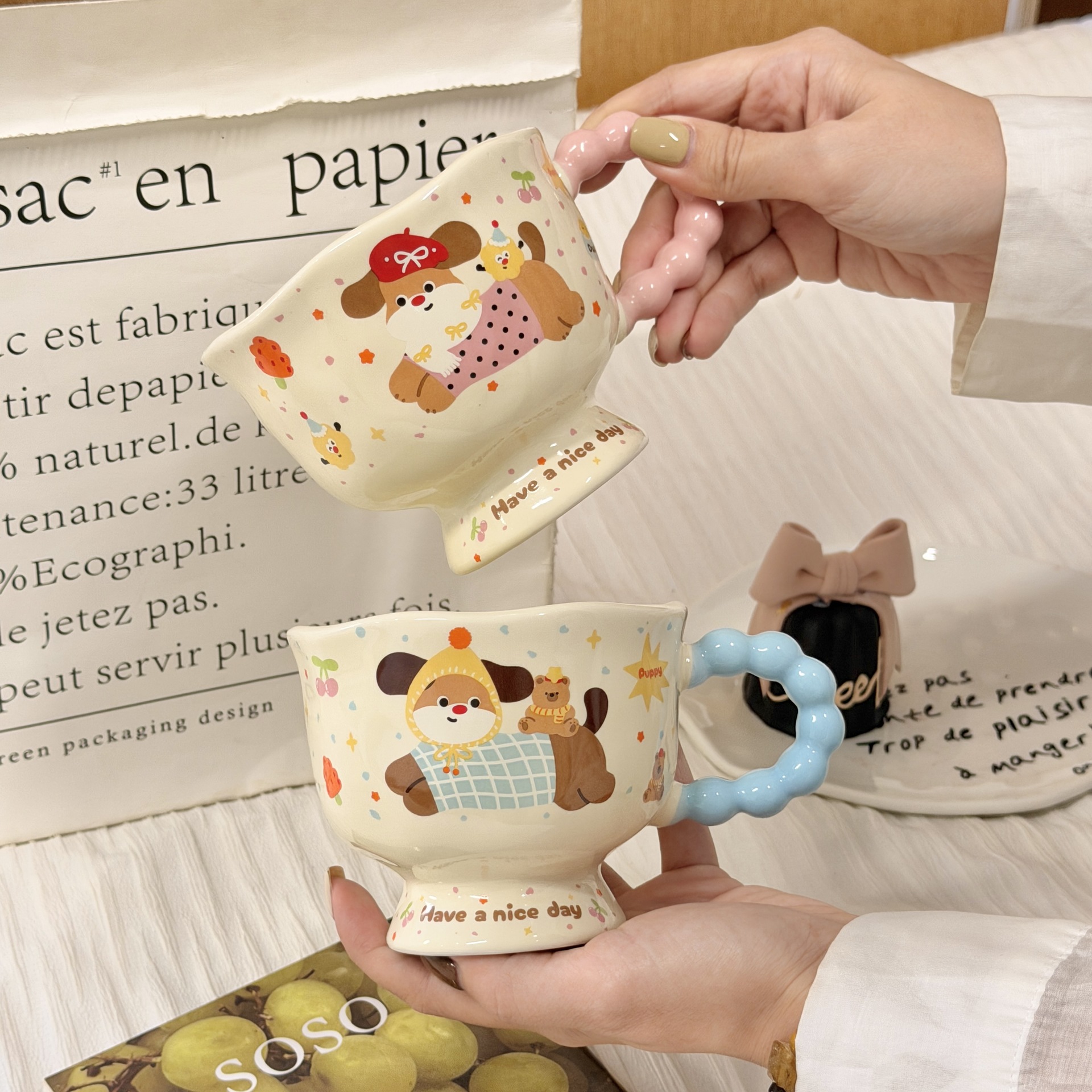 Ceramic cups, sausage puppy mugs, high appearance level ceramic cups, home and office birthday gifts, breakfast water cups, coffee cups wholesale details Picture