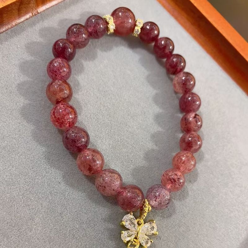 New Chinese-style natural strawberry crystal jade gourd bracelet, sweet and girlish ins bracelet, best friend Specification image