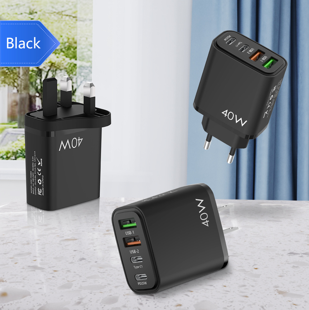 私模618 2PD+2USB欧美英规手机充电器 PD25W+USB多口手机快充电头