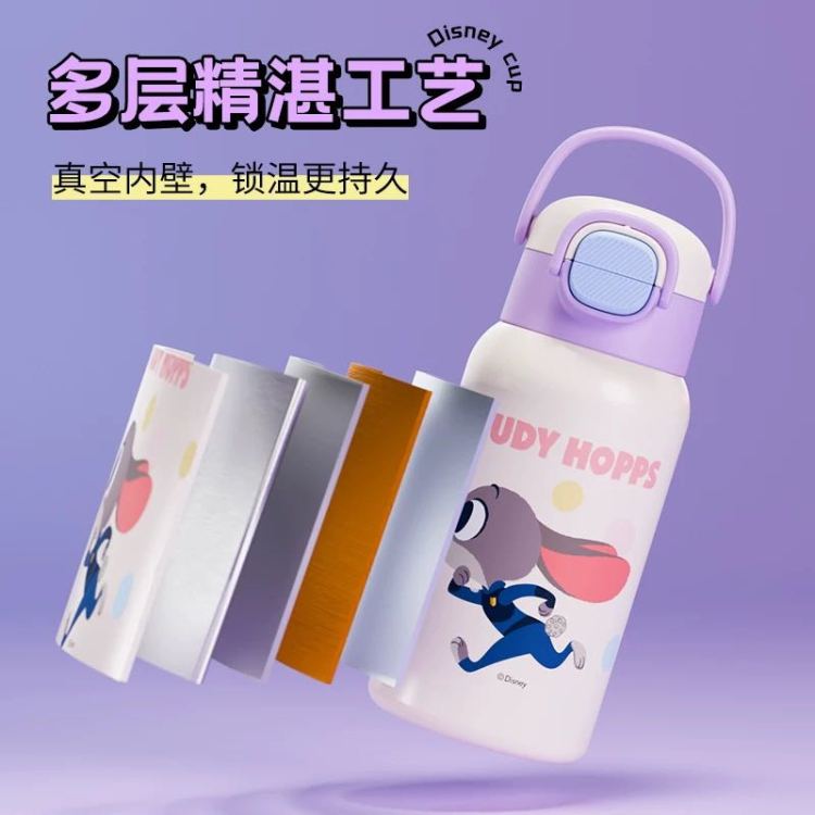 迪士尼正版IP疯狂动物城系列2025新款朱迪尼克儿童双饮保温杯316