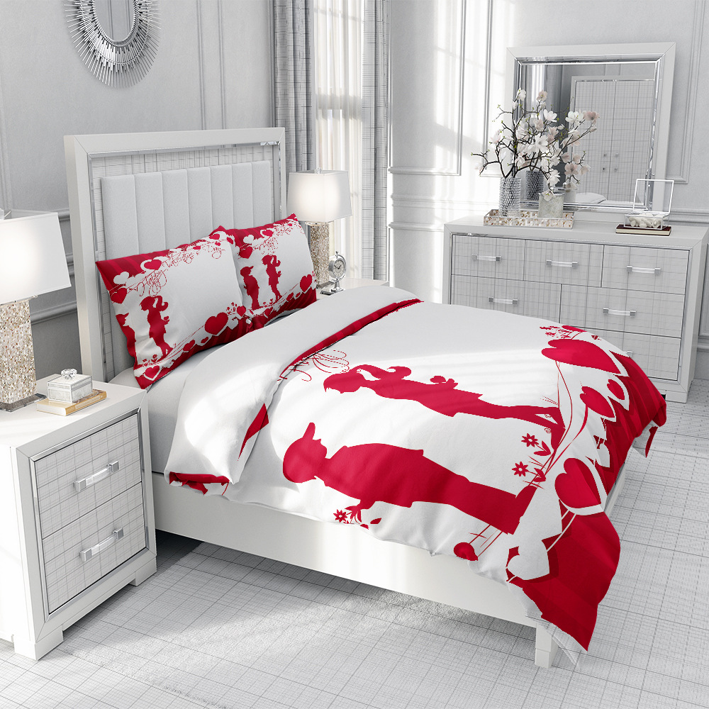 Valentine's Day Series 40-piece 13372 twill pure cotton home textile bedding and duvet cover set, custom-made according to your drawings