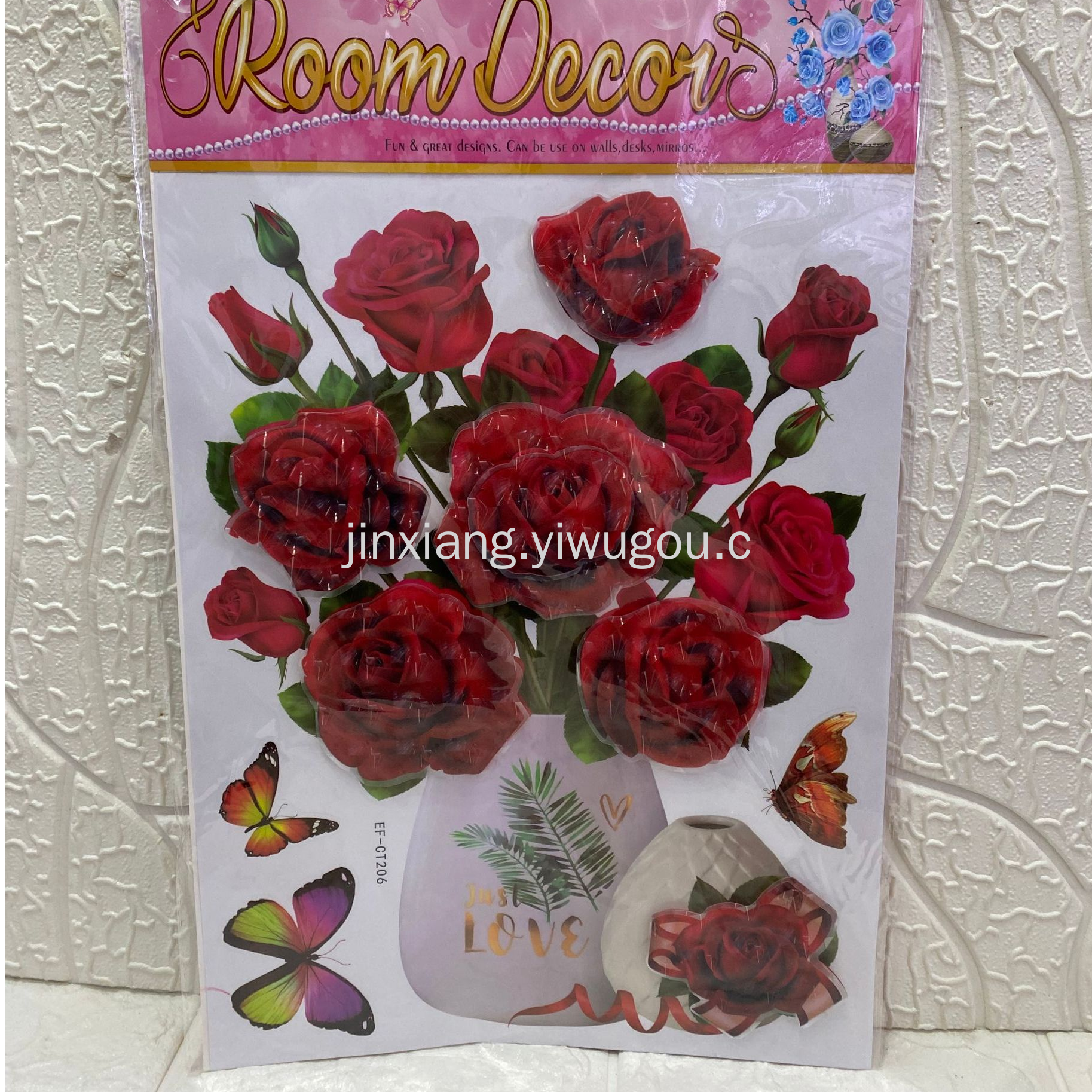 Cat's eye sunflower rose vase butterfly wall stickers 3D stereoscopic handcrafted layer stickers Refrigerator stickers wardrobe stickers