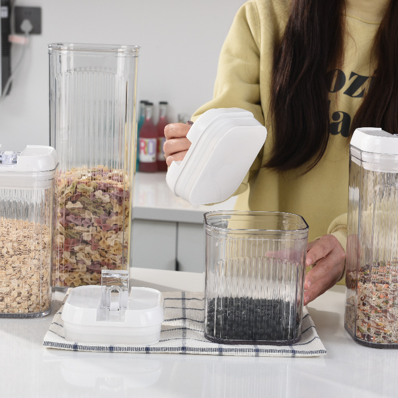 五谷杂粮收纳盒按压式食品收纳罐零食奶粉咖啡密封保鲜透明储物罐细节图