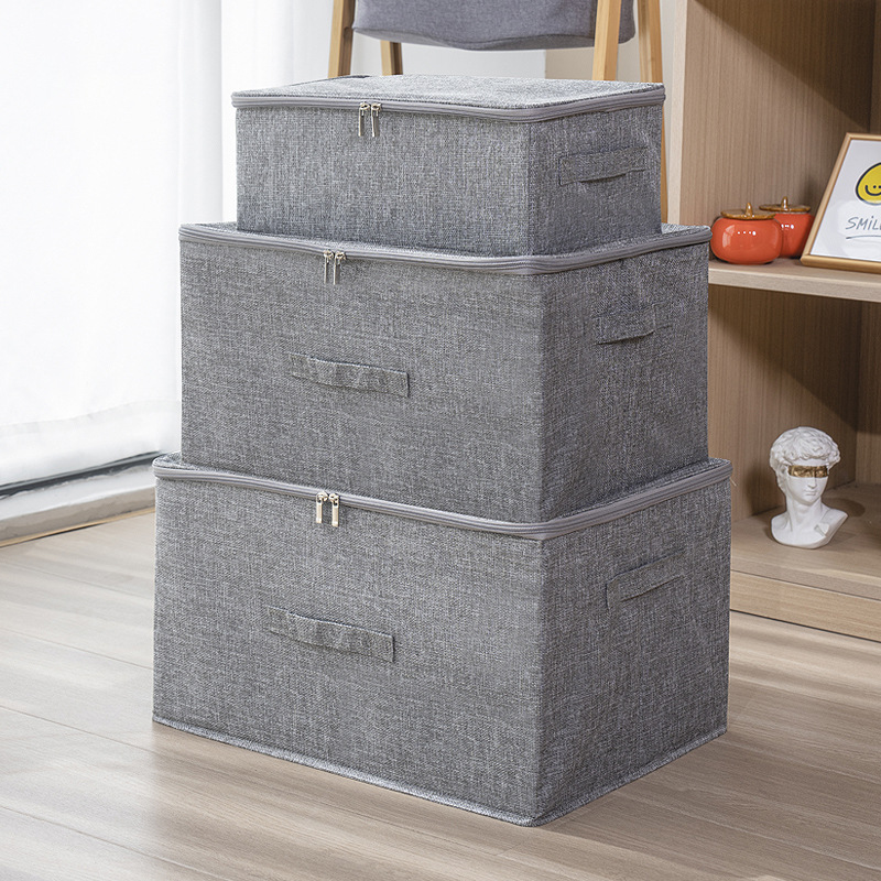 Sample customization factory stock cotton and linen zipper storage box, washable foldable toy storage box, cotton quilt storage box, bed bottom cotton quilt storage box, car storage box Application Scenario