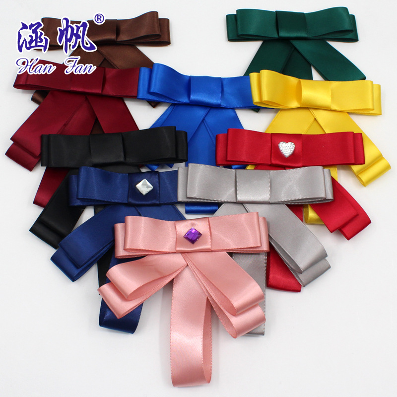 8分2.5CM 多色12cm长涤纶带粘钻胸花 礼盒礼品 服装装饰 厂家直销