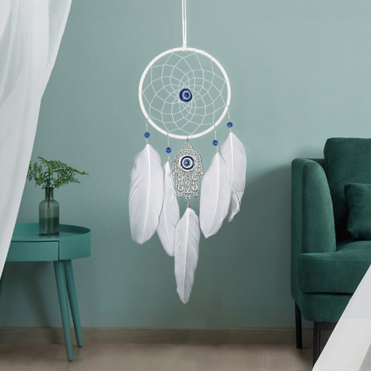 Devil's Eye Palm Pendant, Dreamcatcher, room decoration, hand-woven creative birthday gift Specification image