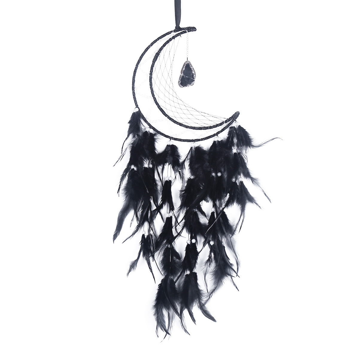 Cross-border exclusive Halloween Black Moon Dreamcatcher, Ghost Festival Feather woven Dreamcatcher, retro Moon Dreamcatcher Application Scenario