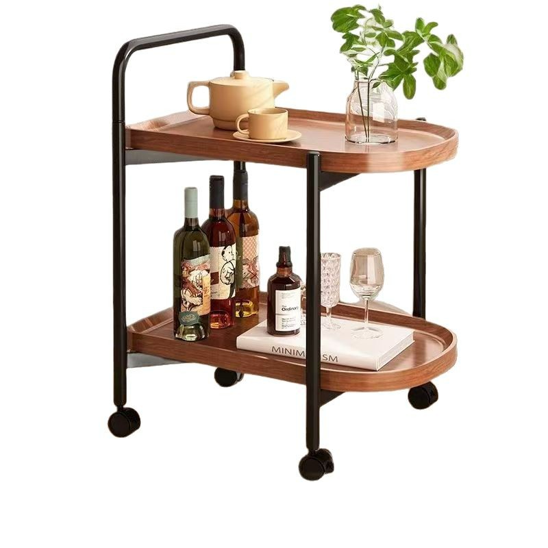 Carrito desmontable rack sala de estar simple doble pared de almacenamiento doméstico con ruedas pequeños bordes Specification image