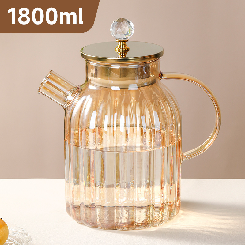 Cold water bottle glass high-temperature resistant household large-capacity tea brewing set, plain water cup, heat-resistant teapot, hot water bottle Application Scenario