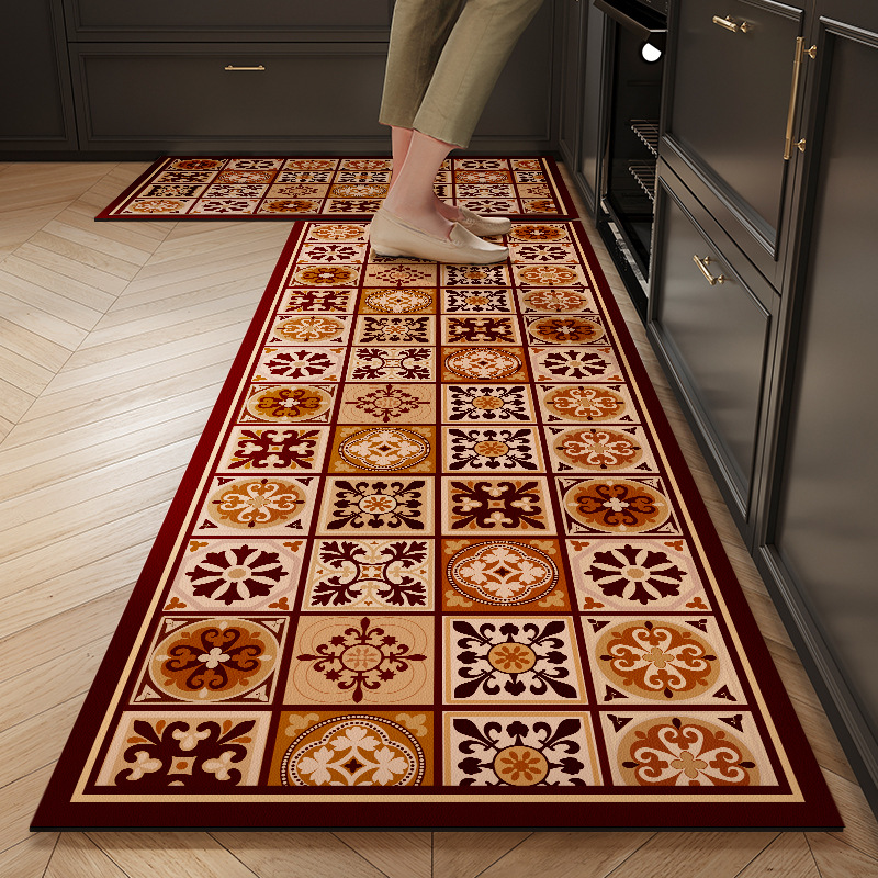 Kitchen-specific floor mat, kitchen mat, household long carpet, oil-absorbing, water-absorbing, no-wash, dirt-resistant, anti-slip, water-absorbing mat for entering the door Item Picture