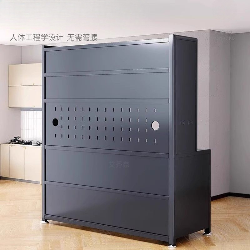 Kitchen multi-layer sideboard, floor-standing multi-functional storage rack, microwave oven, oven, steel storage cabinet, household storage cabinet Application Scenario