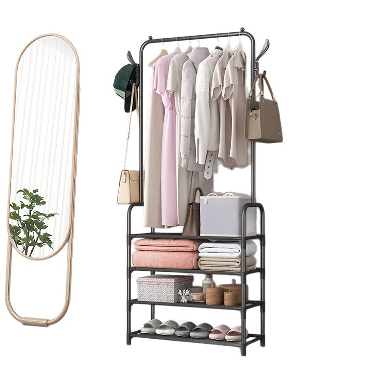 Multi-functional shoe and hat rack, multi-layer combination shoe rack, steel pipe assembly coat and hat rack, one-piece assembly, movable storage rack Application Scenario