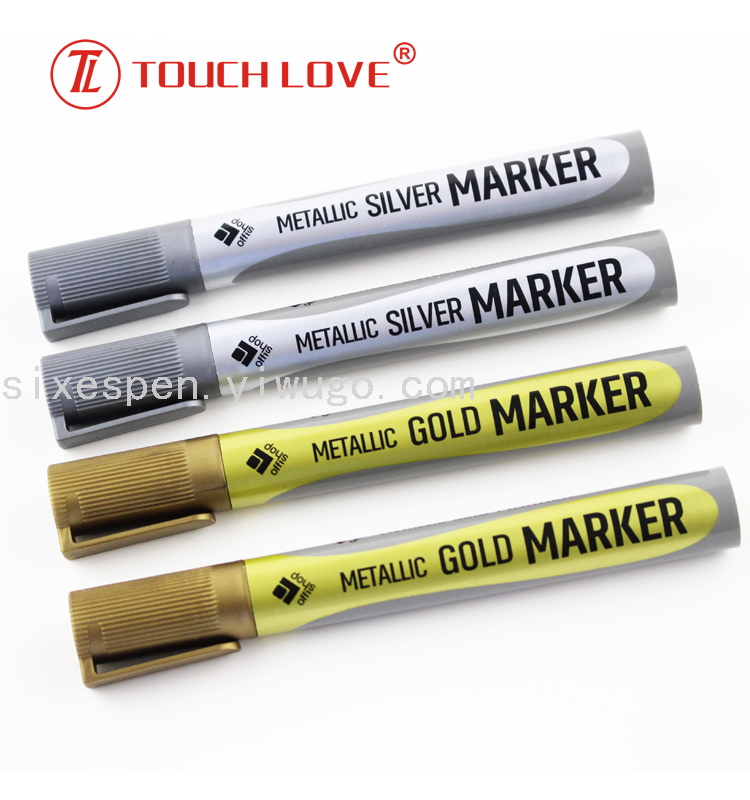 Golden marker. Silver marker pen, shipping mark pen, black card pen