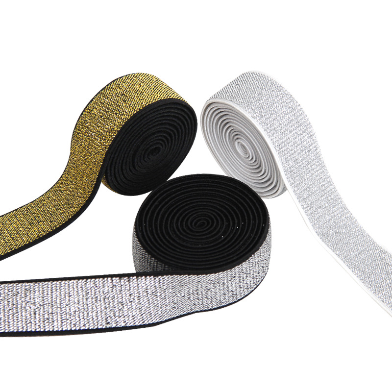 Gold and silver scallion elastic band, wool base shoulder strap, colorful scallion shiny gift box packaging, hair band, knotted hair rope, hair tie, widened children's clothes details Picture