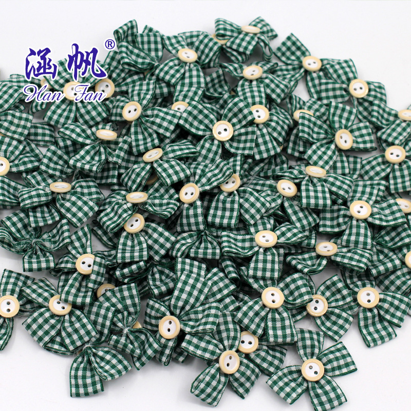 Checkered bow, sticky button, checkered band, striped band, handcrafted clothing video, bow, flower seed Specification image