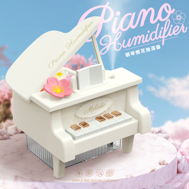 New creative piano aroma diffuser humidifier, ultrasonic small office desktop, bedroom, dormitory charging humidifier Item Picture