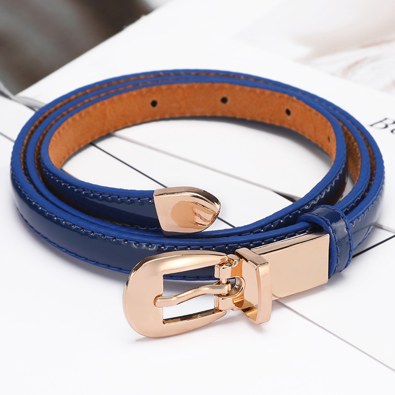 New patent leather pin buckle belt for women, simple and versatile Korean-style decorative jeans, women's casual belt wholesale Specification image