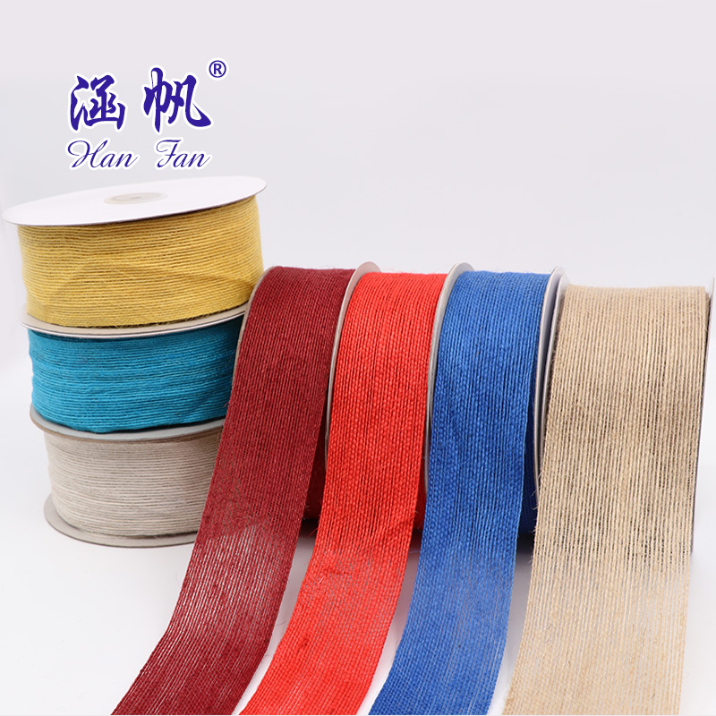 DIY handmade Christmas and wedding party decoration ribbons, lace linen rolls, and colorful linen ribbons are available for customization
