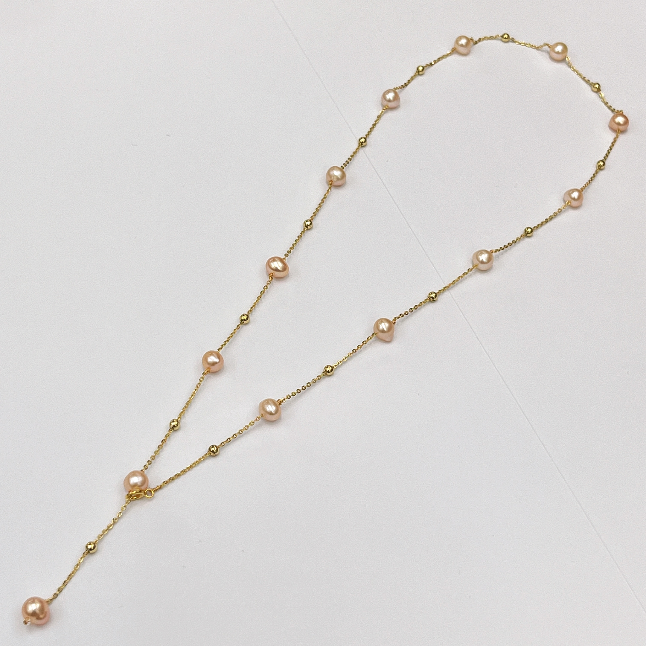 Yunyi Jewelry's freshwater pearl pink necklace, starry sky sweater chain, real pearl silver buckle, multiple wearing methods and effects Specification image
