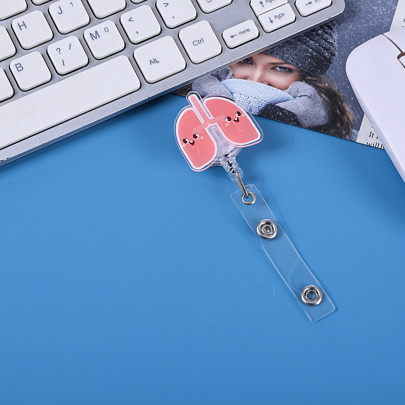 Cross-border pull-up buttons, cartoon pull-up acrylic keychains, nurse hospital name tag buttons, student creative ID card buttons