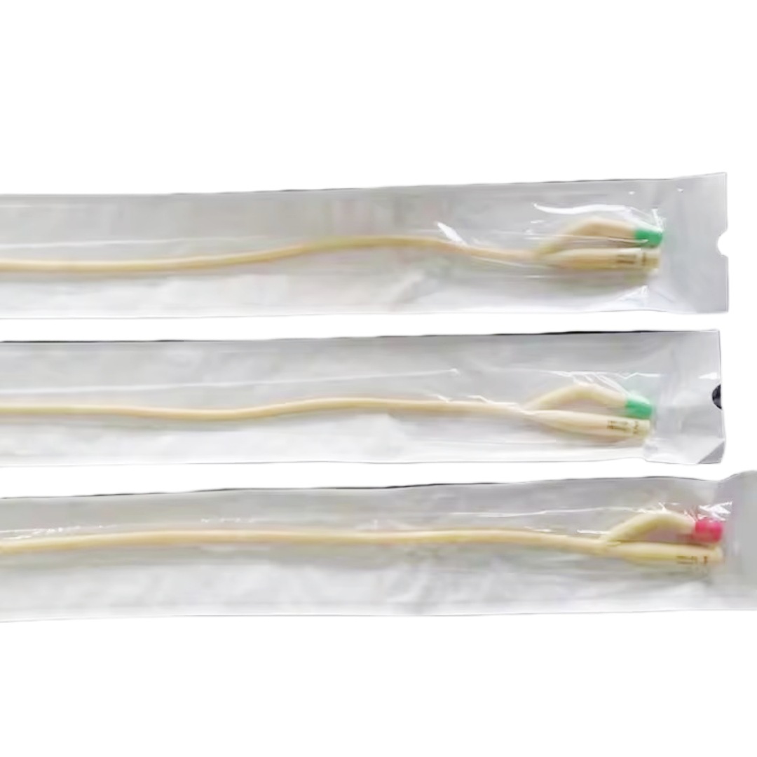 Disposable double-chamber and triple-chamber latex catheter foley catheter pack for export in English packaging details Picture