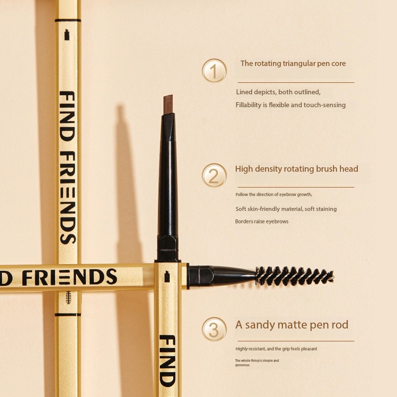 High-quality herbal vegan double-headed waterproof matte eyeliner and fine eyebrow pencil with small gold bar for both use details Picture