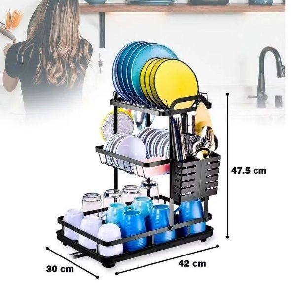 Cross-border kitchen dish rack, countertop, multi-layer storage rack, thickened multi-functional chopstick holder, cup rack, plate and bowl draining rack
