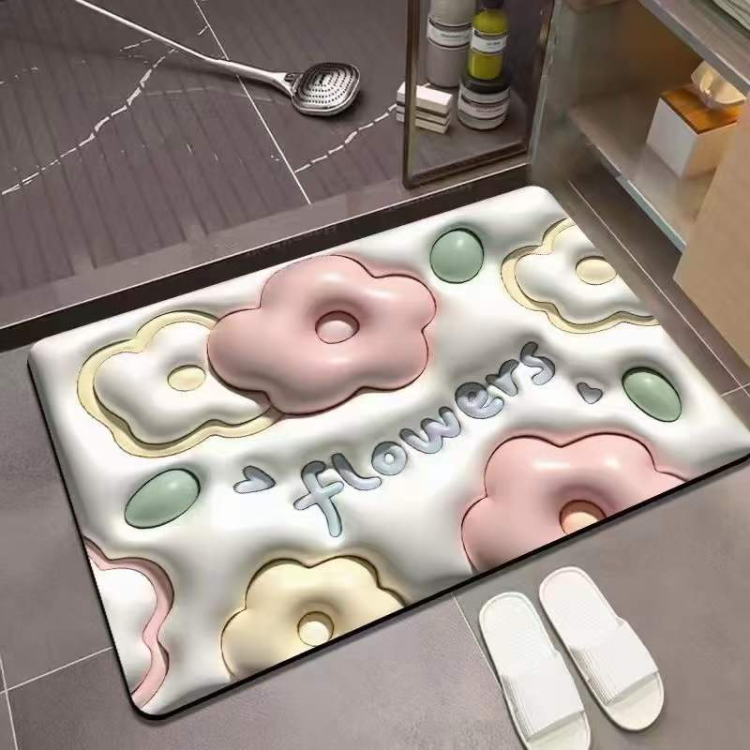 Diatom mud absorbent soft pad 5D, anti-slip floor mat for bathroom and toilet door, anti-slip floor mat for washroom and toilet carpet details Picture