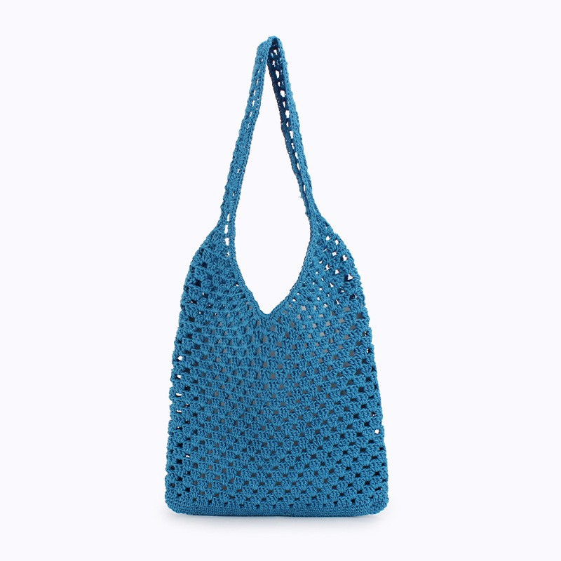 A one-piece, hollowed-out cotton rope woven bag for daily travel, casual wear, commuting, seaside vacations, and fashionable ladies details Picture