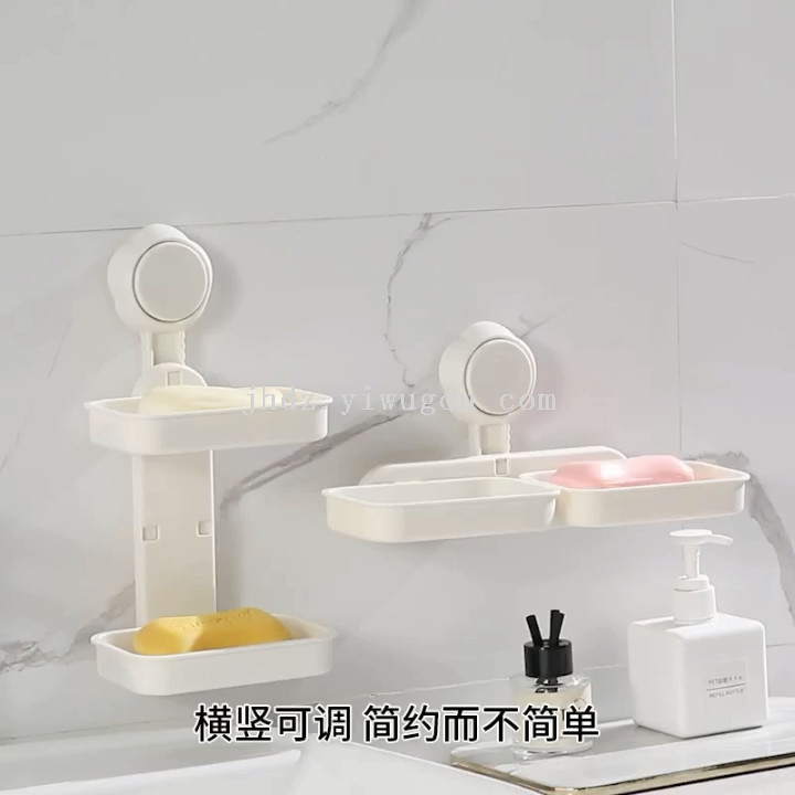 The anti-mold suction cup soap box can be installed horizontally and vertically without leaving any marks, firmly without the need for drilling, with a raised groove and hollowed-out water drainage. It is a storage wonder details Picture