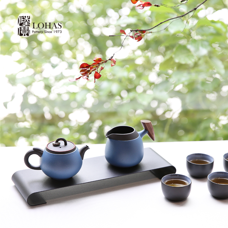 Lu Bao Pure Handcrafted fashionable and creative Pottery Golden Wedding Ring Tea Set Ceramic Tea Set Gift Set Specification image